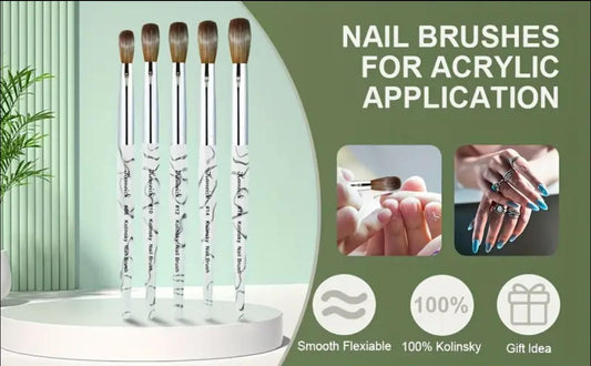 Nellz 100% Kolinsky Oval Acrylic Brushes